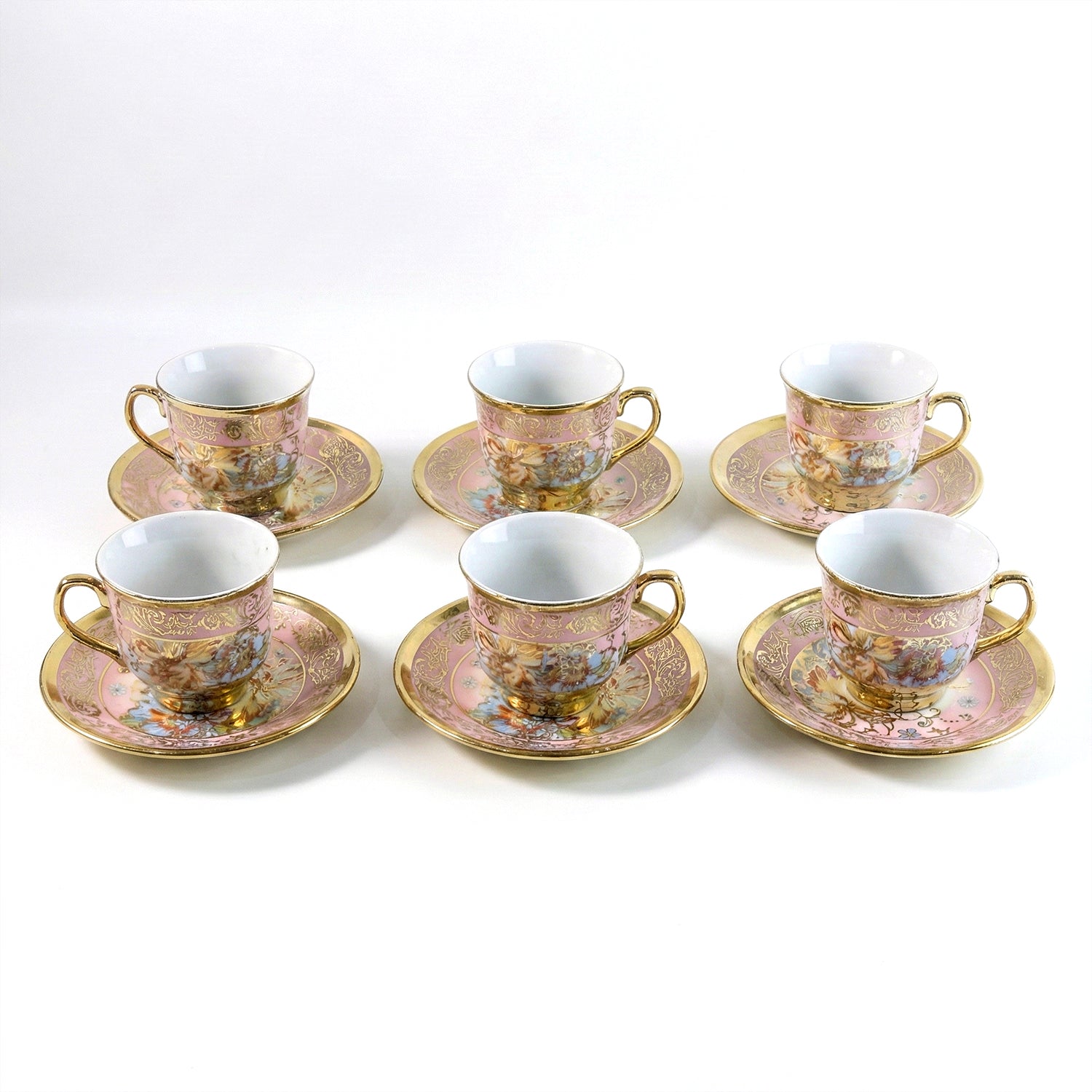 Premium Floral Porcelain Tea Cup and Saucer Set (12 Pc Set)