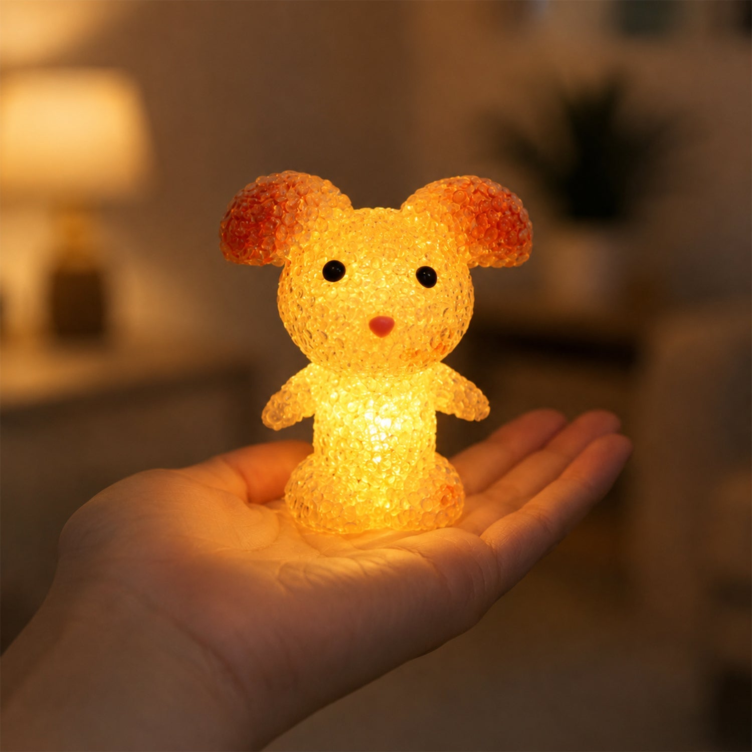 Cartoon Mouse Shape LED Night Lamp Crystal Texture Warm Glow (1 Pc)
