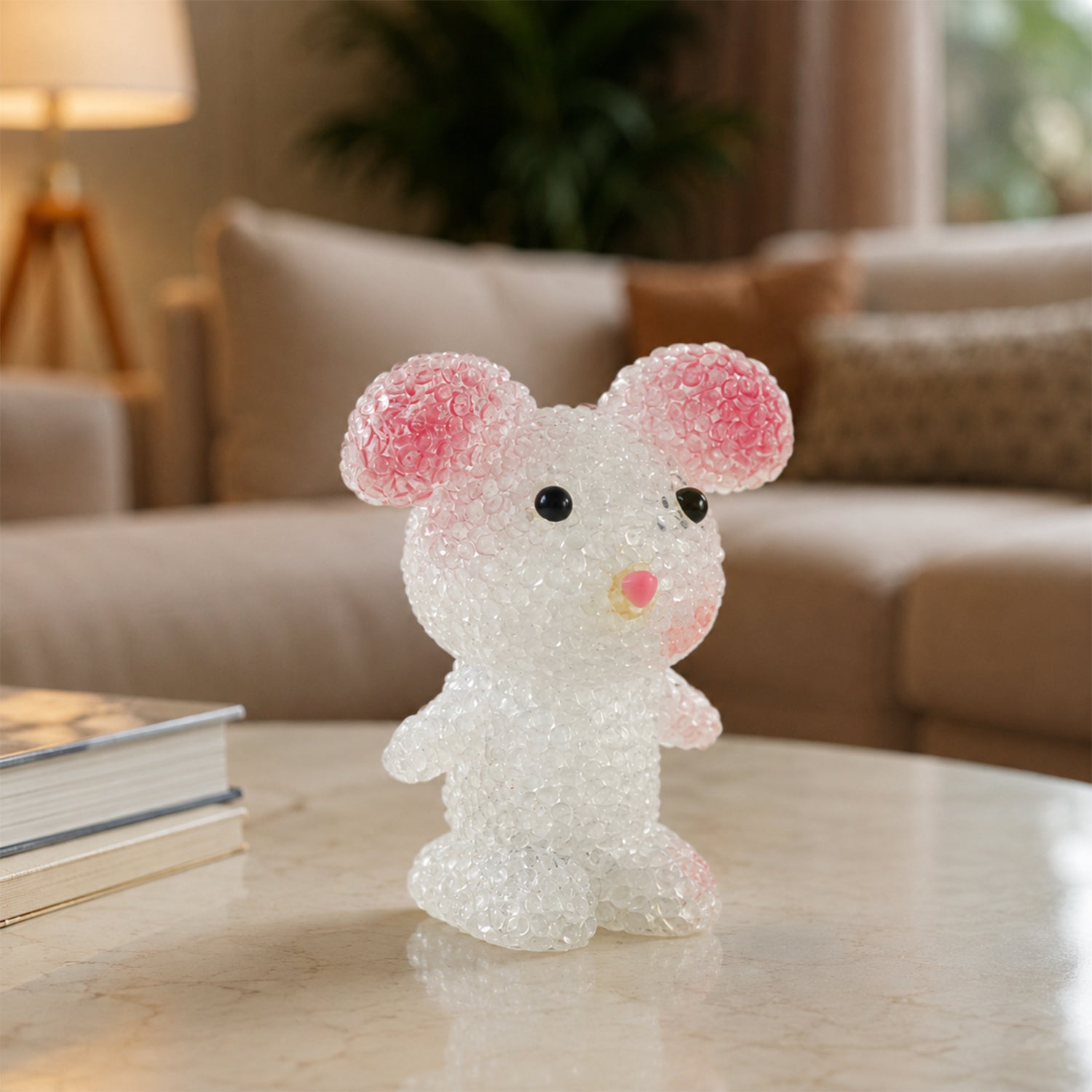 Cartoon Mouse Shape LED Night Lamp Crystal Texture Warm Glow (1 Pc)