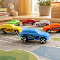 Super City Car Racer Toy For Boys and Girls Pull Push Vehicle Car (Set Of 12Pcs)  (Multicolor)