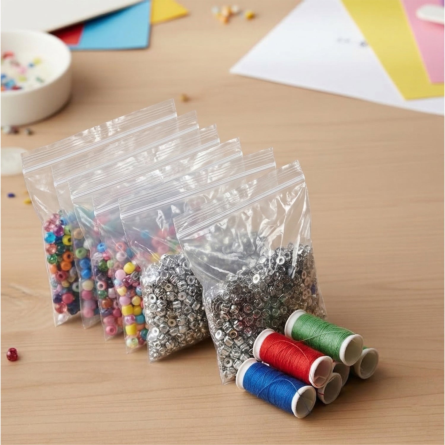 Clear plastic storage bag with zipper seal