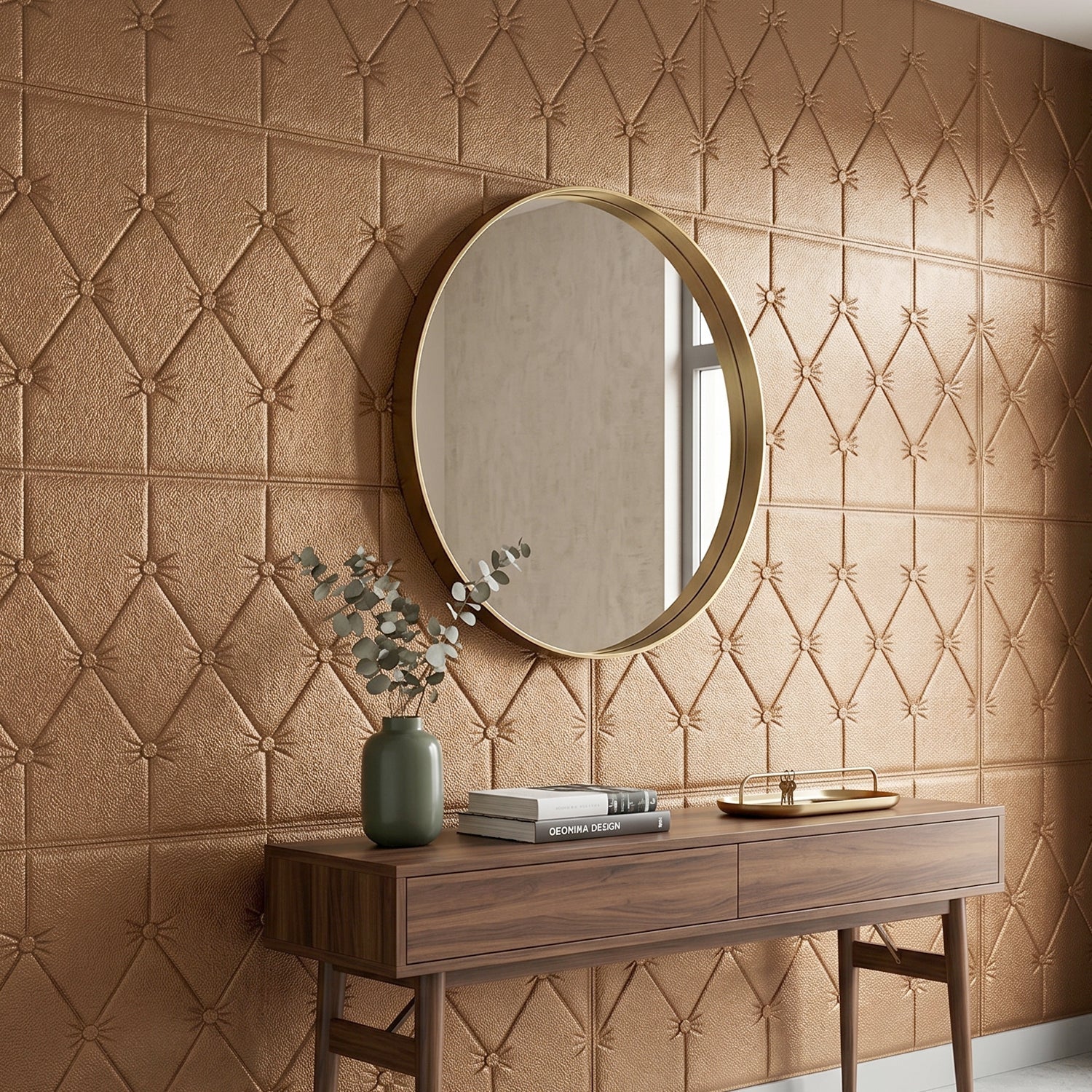 Removable adhesive wallpaper applied smoothly on wall
