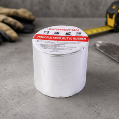 Silver waterproof roof tape showing aluminum foil surface for sealing leaks