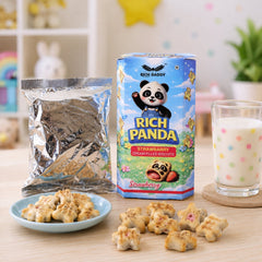 Fun-shaped Panda Strawberry Cream Biscuits packed attractively
