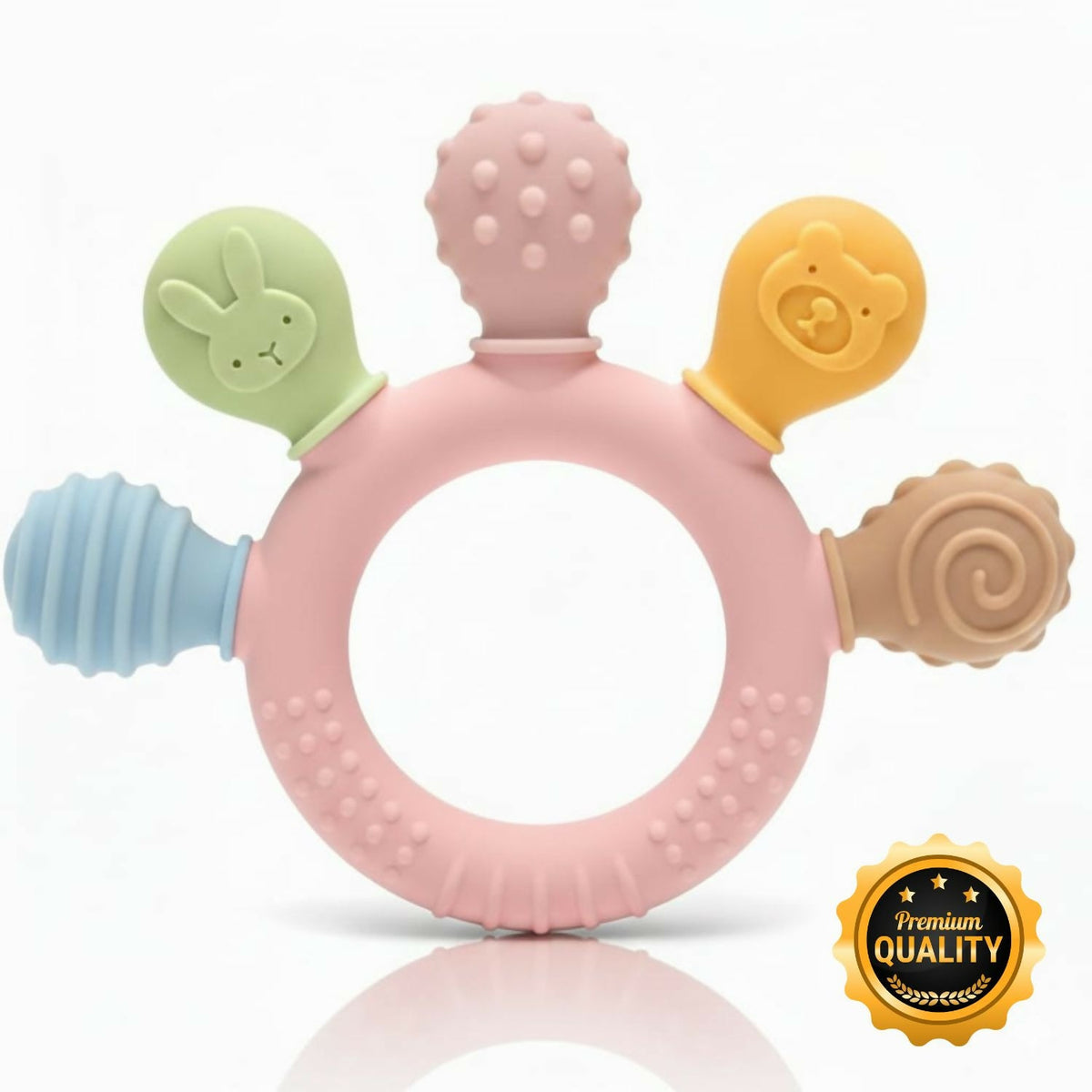 Pink Silicone Teether Ring