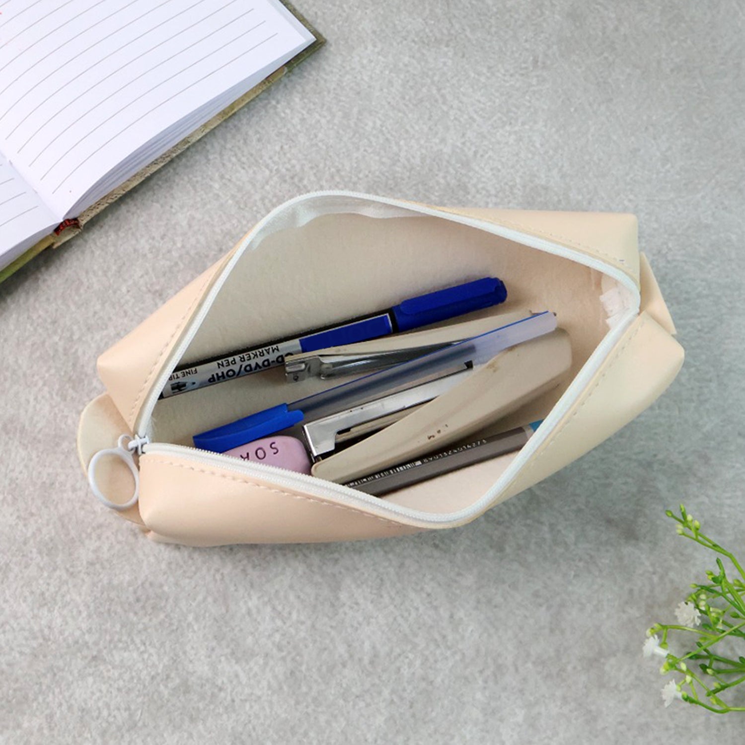 Slim PU Leather Pencil Pouch - (1 Pc)